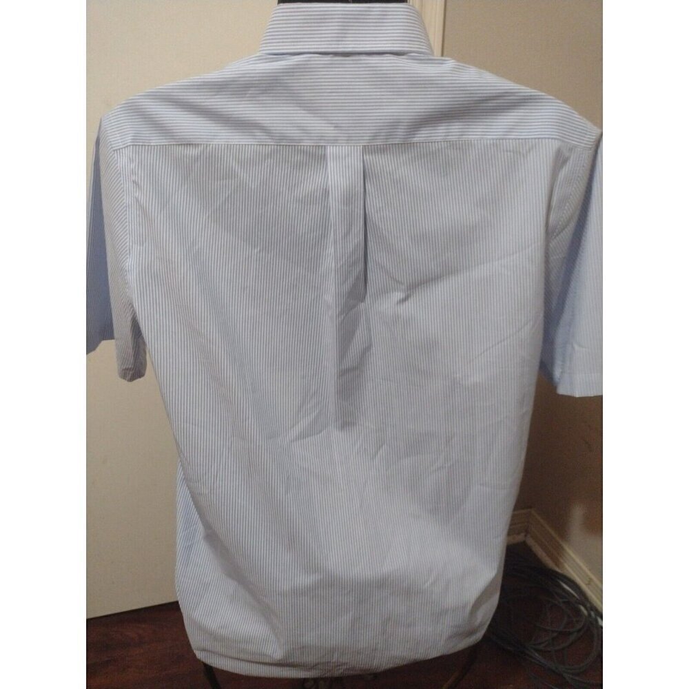 New Travel Smart Mens Large L Roundtree & Yorke Slim Fit S/S Button Shirt Blue - Picture 8 of 13